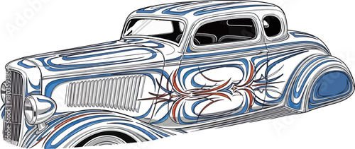 Classic car illustration abstract design blue white vector