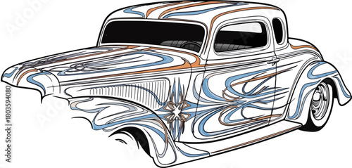 Classic car illustration vector design detailed artwork
