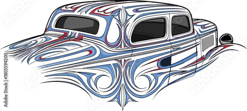 Classic car illustration vector design ornamental graphics isolated