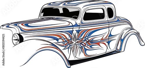 Classic car illustration with detailed airbrush design