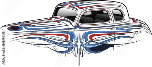 Classic car illustration with detailed airbrushed design