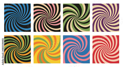 Retro Swirl Backgrounds Colorful Geometric Patterns