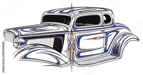 Classic car illustration with detailed artistic design
