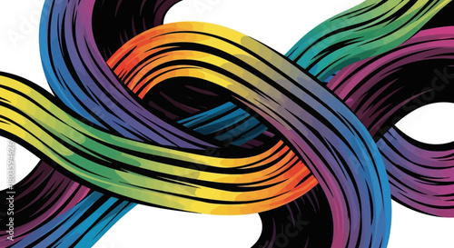 Intertwined Rainbow Strands A Vibrant Abstract Composition