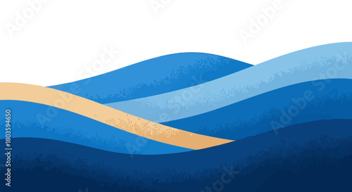 Flowing Blue Waves Abstract Illustration Serene Nautical Design with Calm Water Depiction