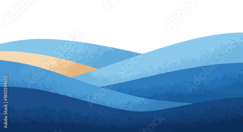 Serene Blue Waves with a Hint of Gold A Calming Seascape Illustration