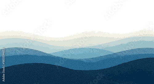Abstract Blue Waves Landscape Graphic Illustration - Sea, Ocean, Coastline