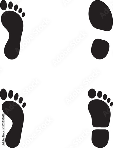 Abstract Footprint Silhouettes – Vector Set of Stylized Human Steps 