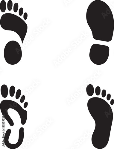 Abstract Footprint Silhouettes – Vector Set of Stylized Human Steps 