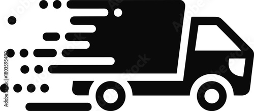 Fast delivery truck silhouette icon representing express shipping, logistics speed, and quick transportation services