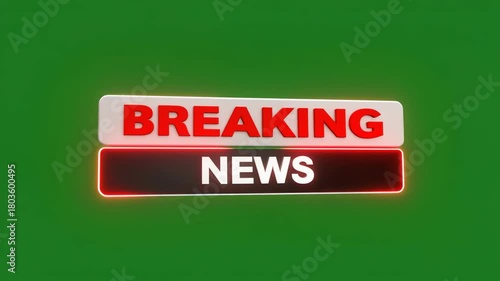 Breaking News Text Animation on a Green Screen Background for News Broadcasts and Media
