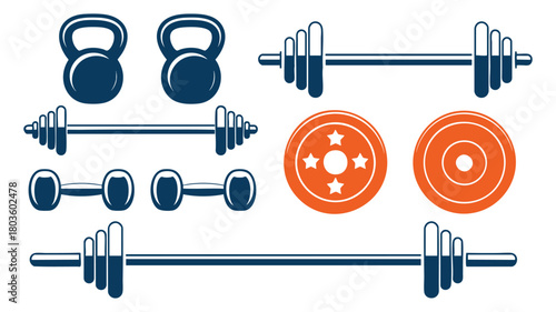 Gym fitness equipment set vector