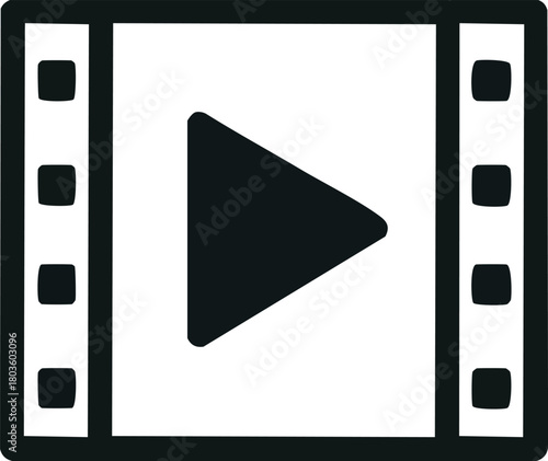 Icon of a film reel with a play button representing video, movies, and entertainment content