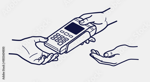 Hands handing over a credit card terminal to a customer