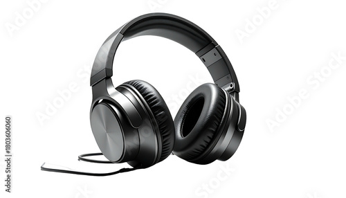 Silver headphones with a wired cable