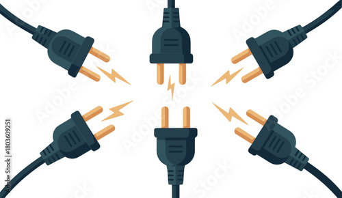 Electric Power Plug Connection Vector Illustration
