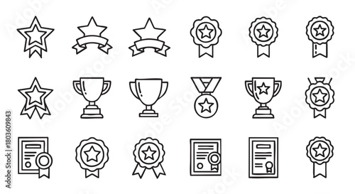 Achievement and success vector icon set for business and design purposes