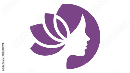 Stylized female face lotus logo