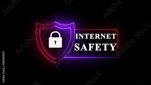 Internet Safety Cyber Secure Browsing Illustration. security system sign in idea black Background. 4k vedio.