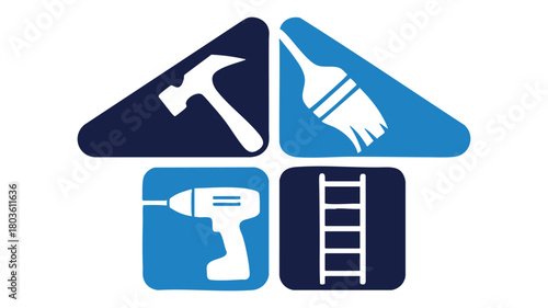 Home renovation tool icons set
