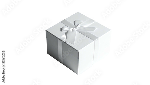 Wallpaper Mural Square white gift box adorned with a tied satin ribbon Torontodigital.ca