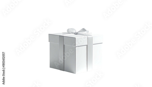 White gift box with ribbon isolated against a black backdrop