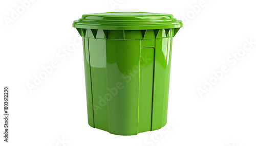 Wallpaper Mural Green plastic trash bin with lid on, against black background Torontodigital.ca