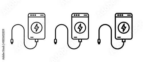 Power Bank Icon showing a portable charging device symbol for mobile and tech graphics, with stroke, filled and colored icon vector illustration ideal for UI/UX and apps.