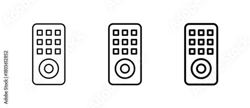 Remote Control Icon showing a simple wireless device and signal symbol for electronics and smart home use, with stroke, filled and colored icon vector illustration for UI/UX.