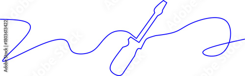 Minimal blue line-art illustration of an acoustic guitar intertwined with a flowing abstract stroke, creating a clean, artistic, modern design ideal for music-themed branding.
