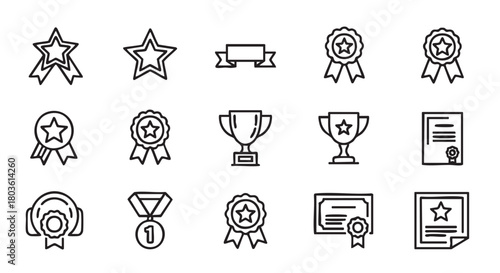 Collection of achievement award icons design for business performance review