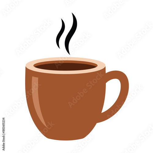 Brown coffee cup with steam isolated on