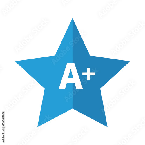 Blue star with a symbol isolated on