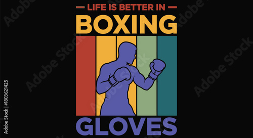 Retro boxing gloves design for vibrant fitness apparel prints