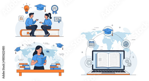 E-learning concept. Online education. E-learning technology .