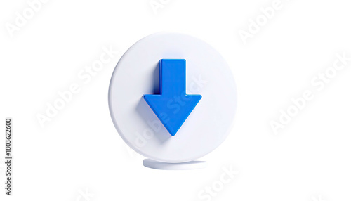 Blue arrow pointing down in a white button