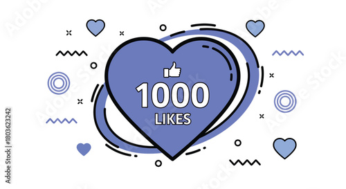 Celebrate 1000 likes with this vibrant social media heart design