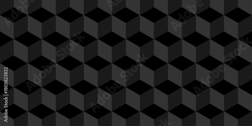 Abstract square dark black cubic square shape backdrop texture. cube geometric wall and floor. vector diamond hexagon triangle wallpaper background.	

