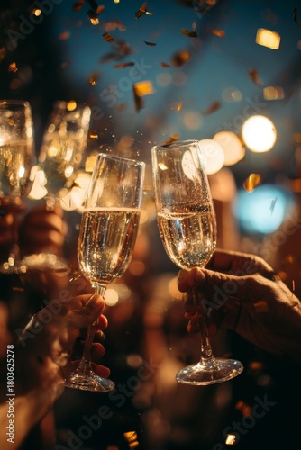 New Year’s Eve celebration, champagne toast