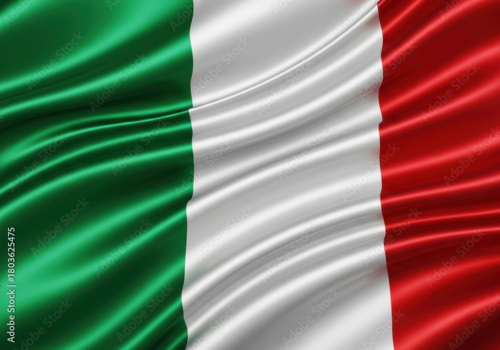 Obraz premium The vibrant flag of italy, a symbol of rich history and culture, elegantly draped and waving, displaying its iconic green, white, and red vertical stripes