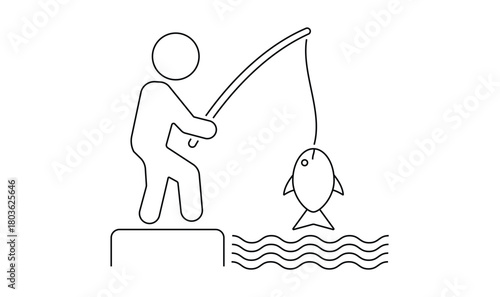 Fishing man vector icon isolated on transparent background. EPS 10