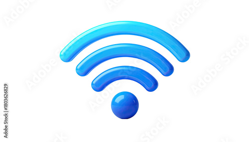 Glossy blue WIFI symbol floating on a sleek black background