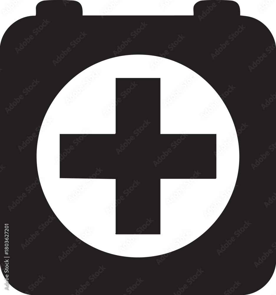 Obraz premium Black Simple First Aid Icon Vector