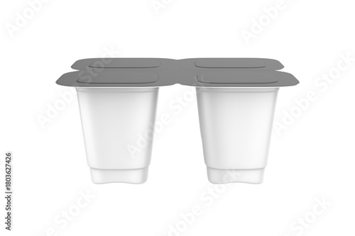 Blank Packaging Containers for Yogurt, Ice Cream or Dessert. 3d Illustration