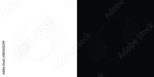 Monochrome abstract radiated lines design with black and white. Vector illustration