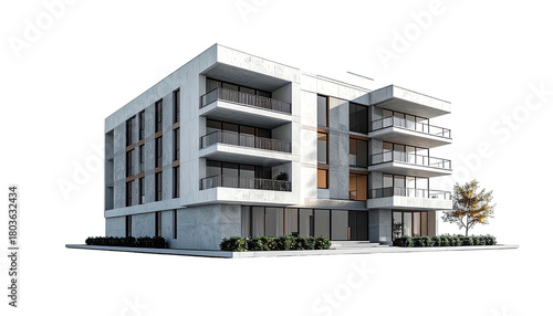 Modern apartment building with balconies