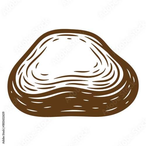 Hand drawn illustration of a brown sketch styled bread roll on white background