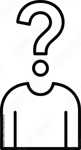Anonymous User Line Icon - Question Mark Avatar Vector Symbol
