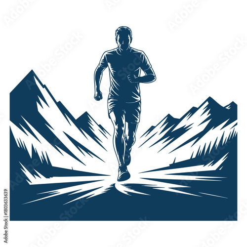 Trail runner mountain landscape