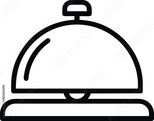 Service Bell Line Icon - Reception Desk Call Vector Symbol